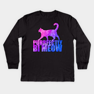 Purrfectly Bi Meow Kids Long Sleeve T-Shirt